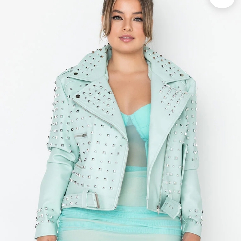 Azalea Wang Plus Minty Girl Faux Leather Jacket Size 1X - Picture 4 of 17